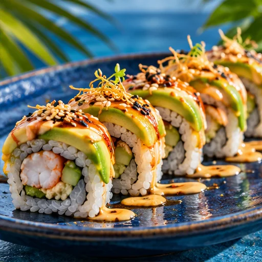 Sushi de camarón y aguacate